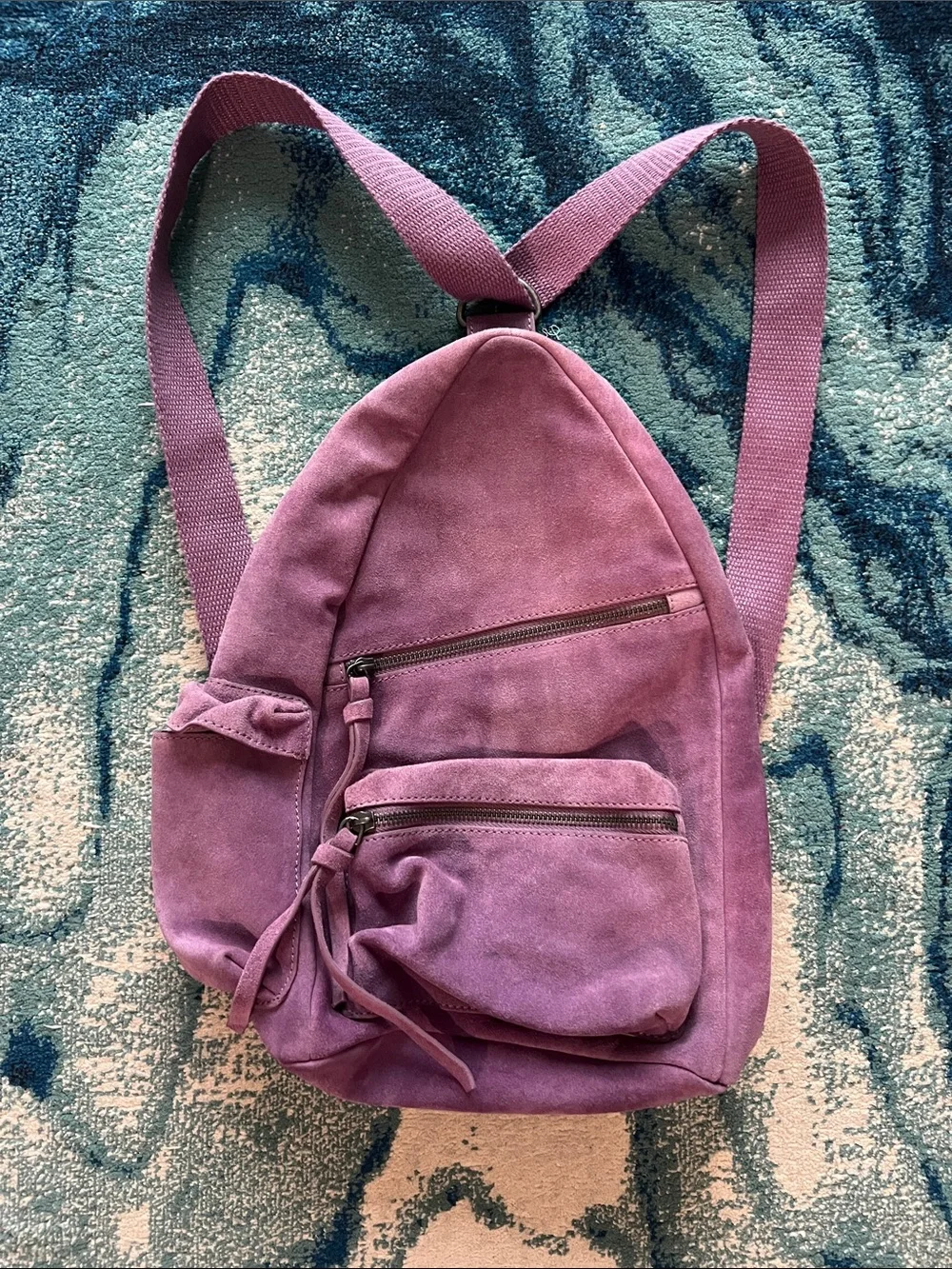 Free People Suede Sling Backpack in Mauve